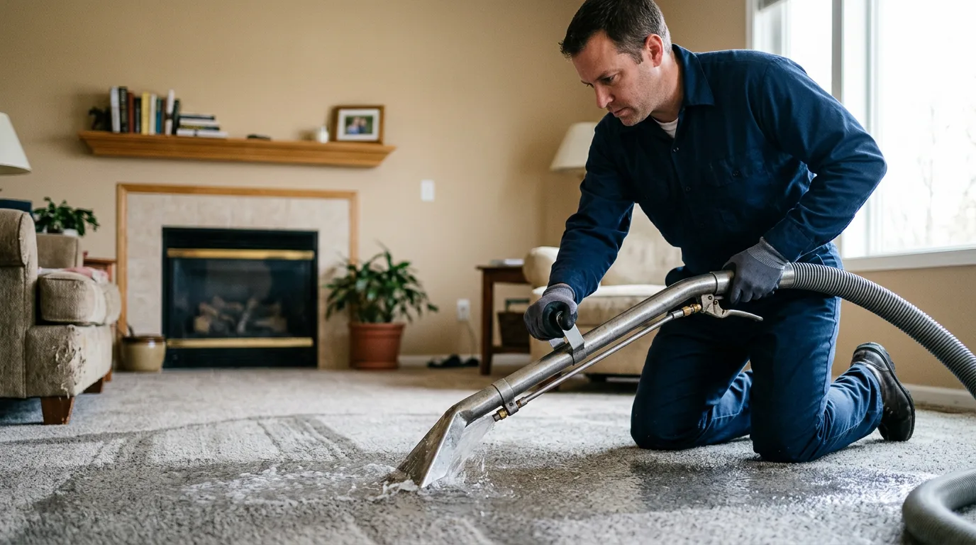 Water damage restoration technician working near Cliffside Park, NJ